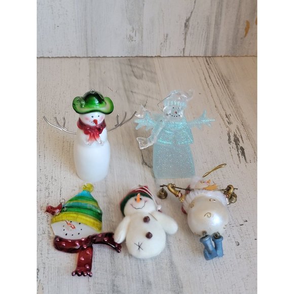 Snowmen variety lot glitter set snow ornament Xmas - Picture 2 of 12